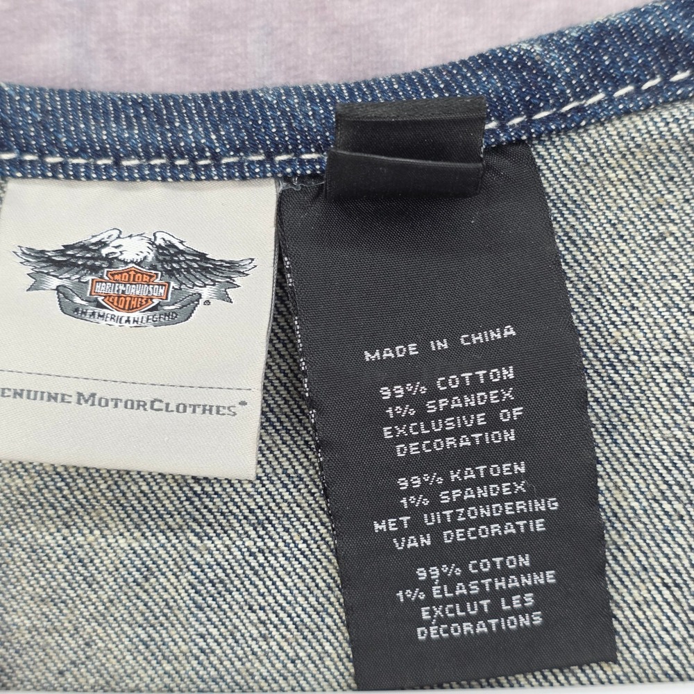 Harley Davidson Women 2W Denim Jean Vest Motorcycle CORE EMBELLISHED 99123-15VW - Picture 2 of 11